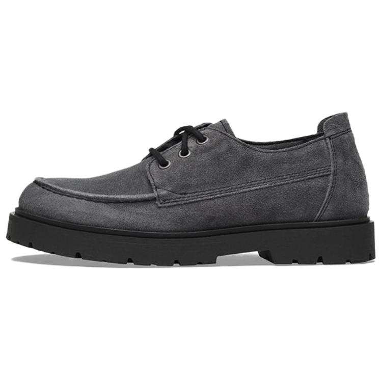Birkenstock Casual Leather Shoes Unisex Low Top Charcoal Gray