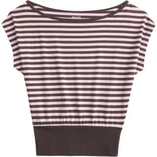 Hollister/ T Shirts Women's Light Pink Stripes/Brown Asymmetrical Collar
