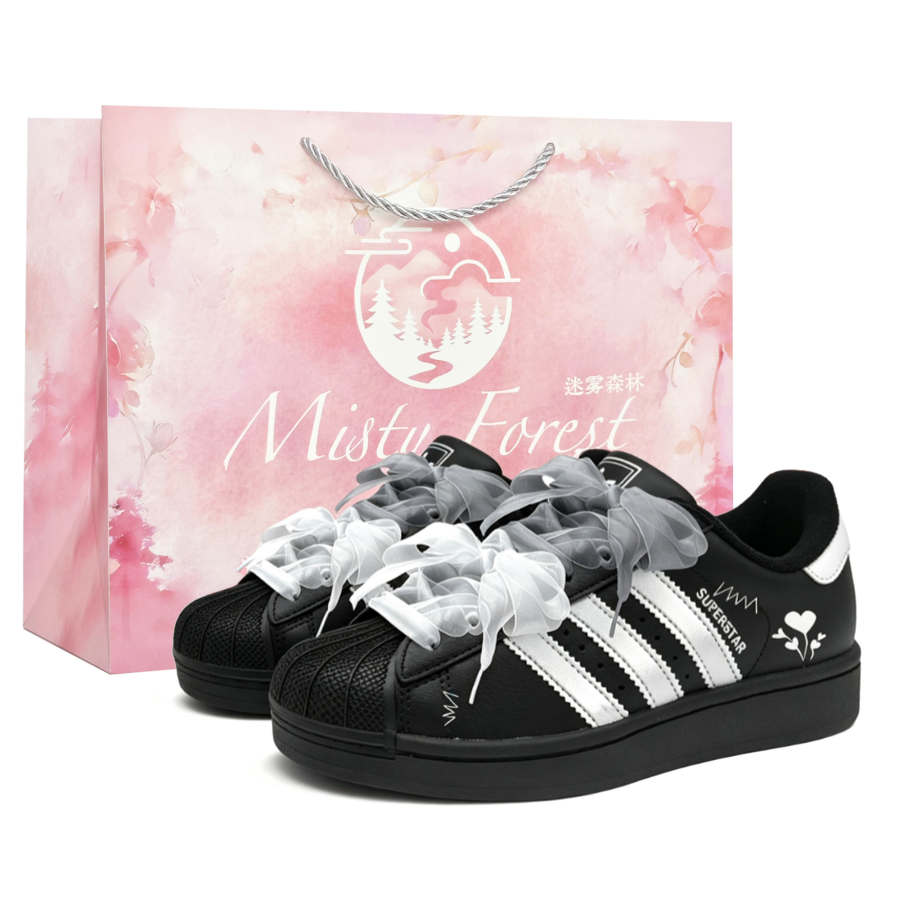 Adidas Originals Superstar 2 Skateboard Shoes Women's Low Top Black/Silver/White