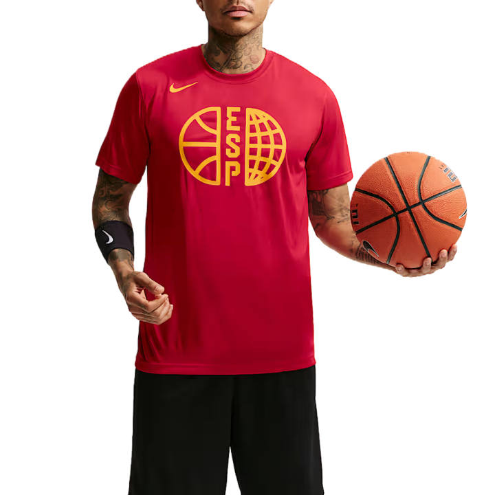 Nike Nike T Shirts Men's Gym Red/Gym Red/Tour Yellow Crew Neck Moderate