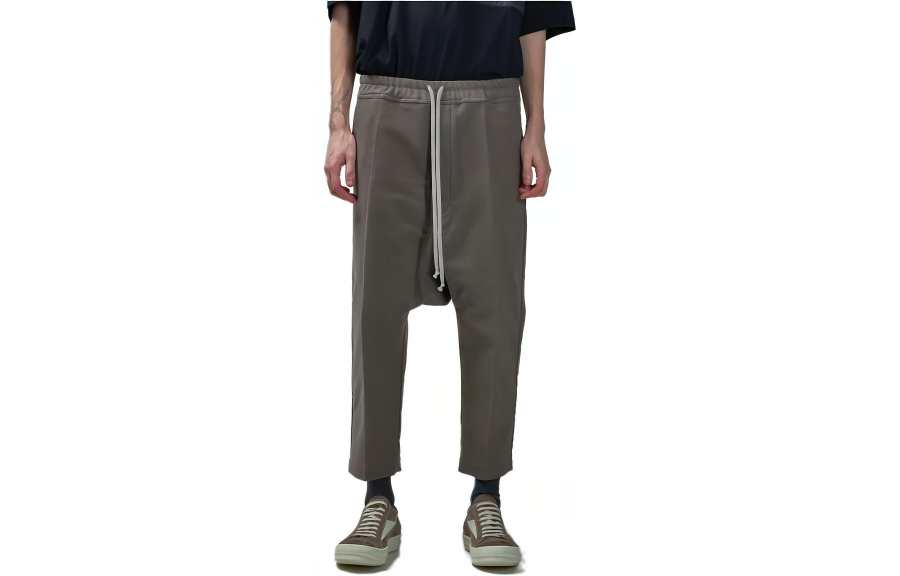 RICK OWENS Casual Pants Men's Gray Moderate Straight Fit Pants