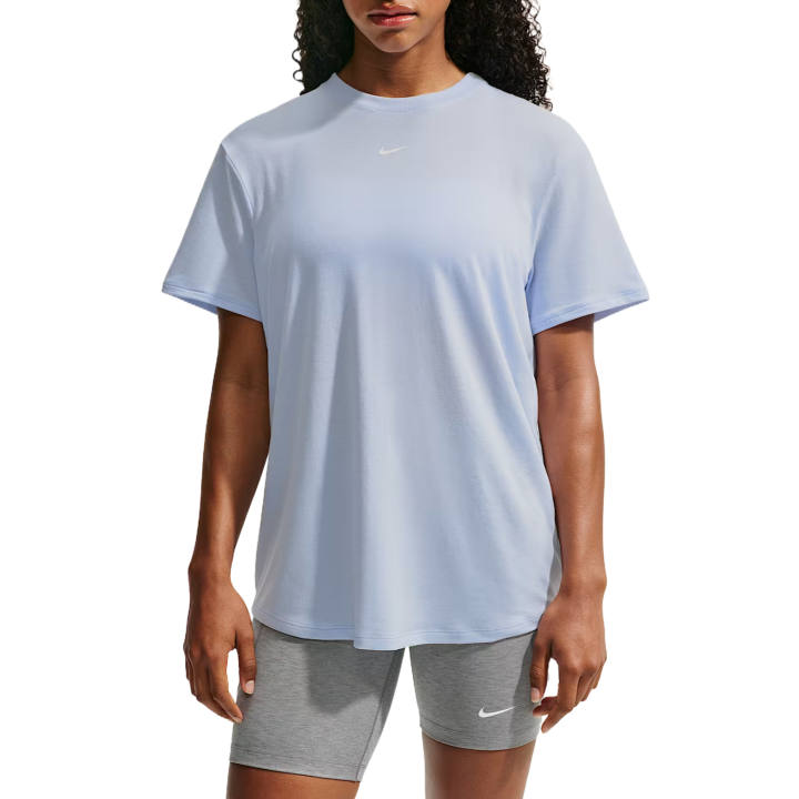 Nike Nike Dri Fit One Fitness Clothing Women's Hydrogen Blue/White Crew Neck Moderate