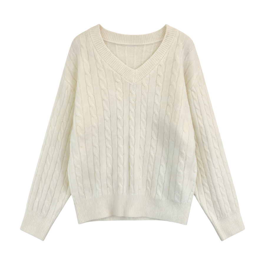 FINDSME GAGA Knitwear Women's V Neck Moderate Straight Fit