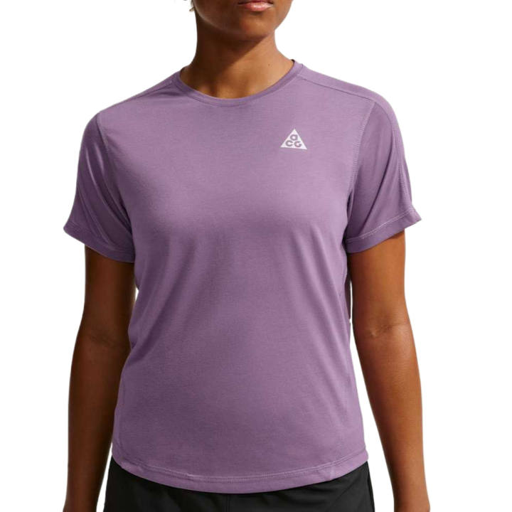 Nike Nike ACG Running T Shirts Women's Purple Dust/Peak White Crew Neck Moderate