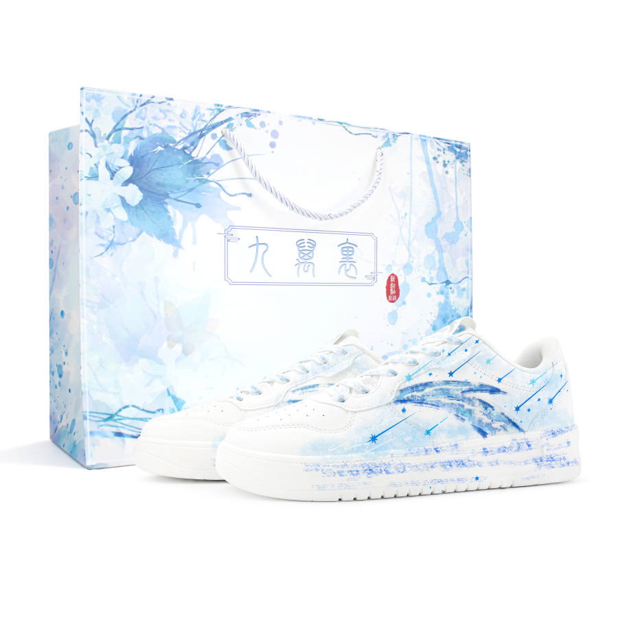 ANTA Easy Skateboard Shoes Men's Low Top Black/White/Blue