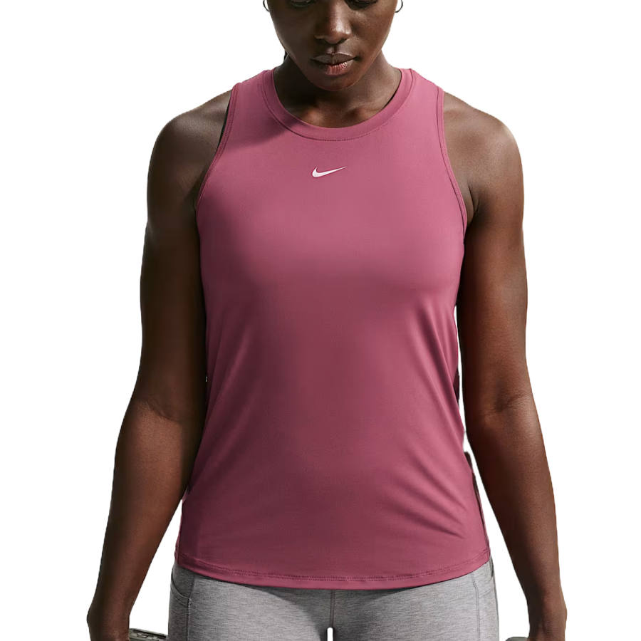 Nike Nike Dri Fit One Sleeveless Sports Shirts Women's Pink Smoke/White Crew Neck Moderate