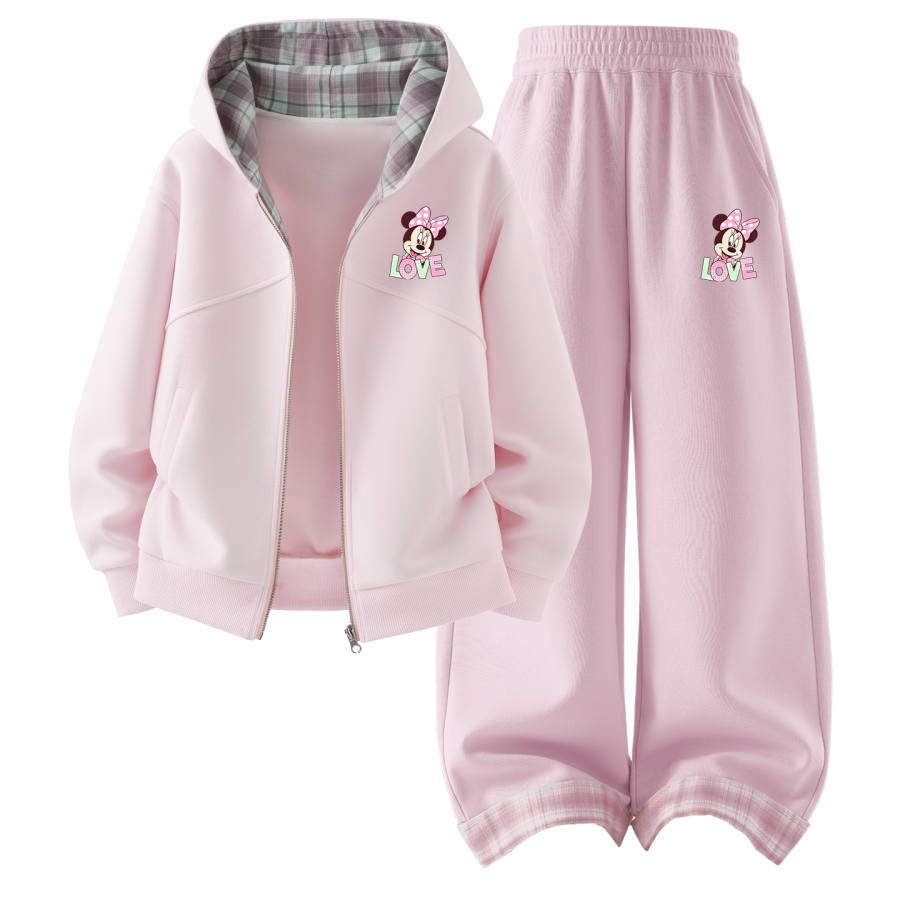 Disney Kids Casual Sportswear Hooded Non Detachable Moderate Stretch Breathable