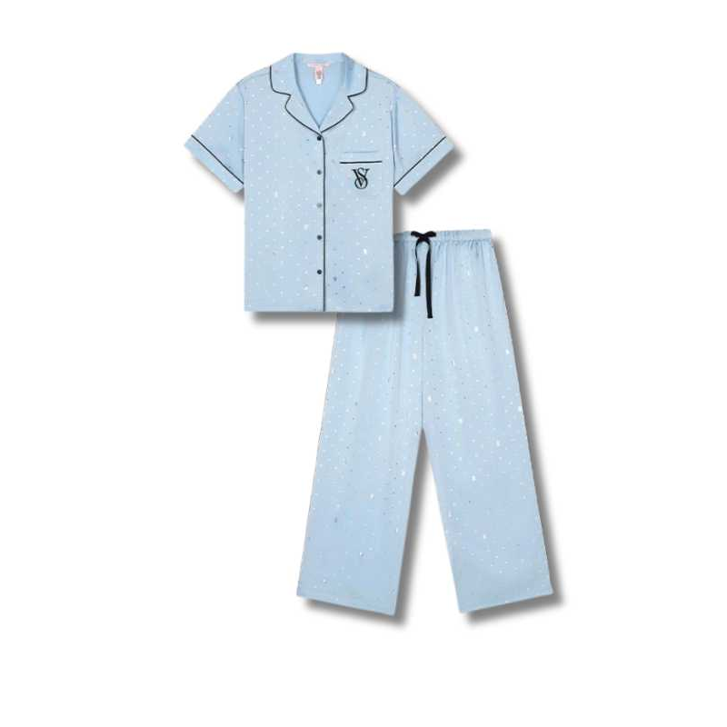 Victoria's Secret THE MIX Pajama Set Women's Ice Blue Silver Nugget