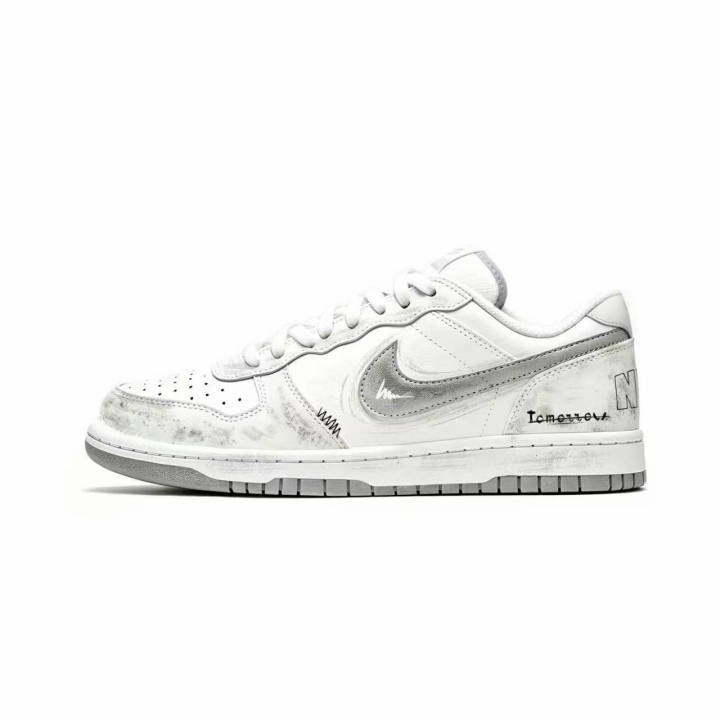 Nike Nike Big Skateboard Shoes Men's Low Top White Gray Silver Distressed Colorway