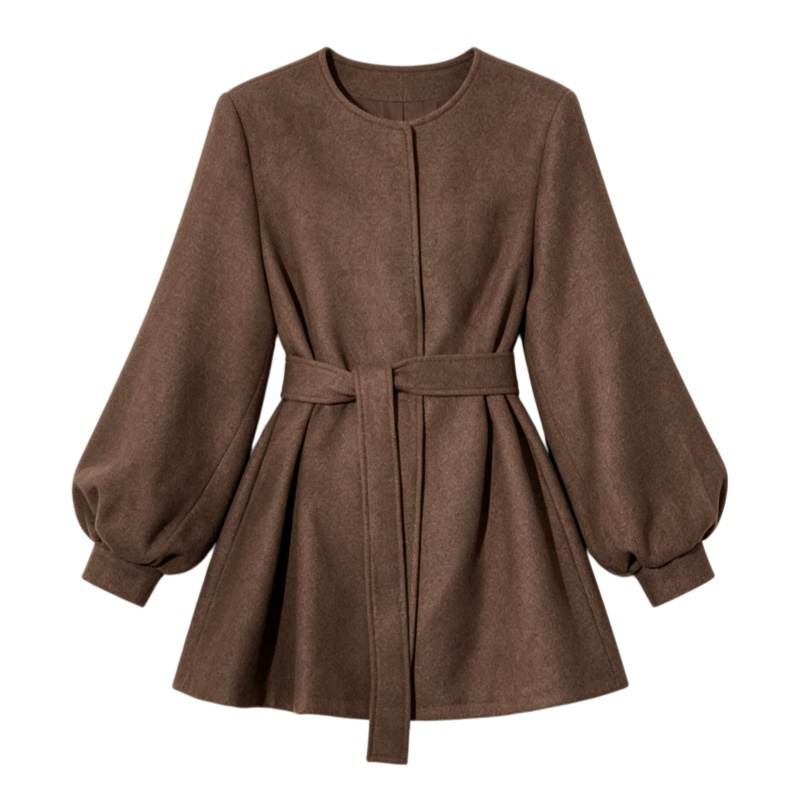 CPAURA Coats Women's Crew Neck Moderate Nipped In Waist
