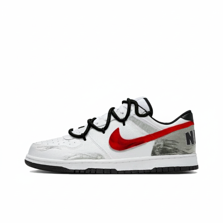Nike Nike Big Skateboard Shoes Men's Low Top White & Black Red & Gray