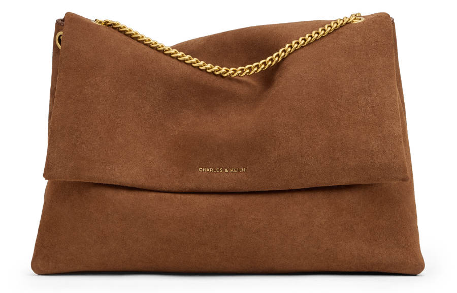 CHARLES&KEITH Synthetic Leather One Shoulder Bag Large Women's Ochre Brown