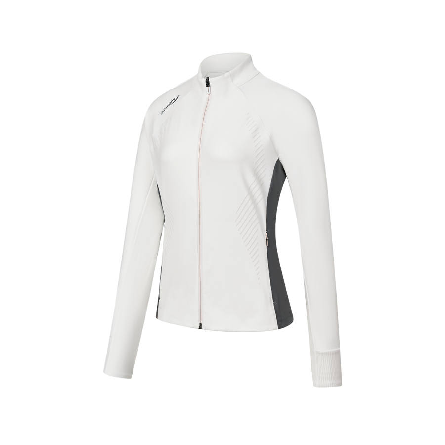 Saucony Jackets Women's Lead Gray White Stand Collar Moderate