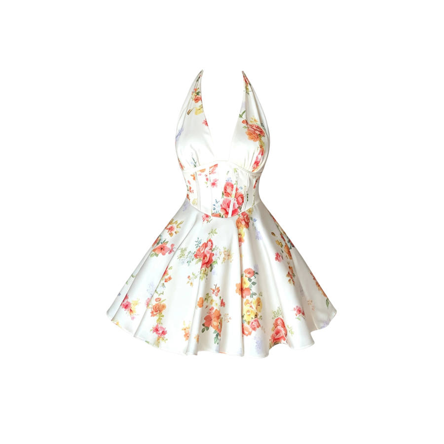 TUSHIFEI Sleeveless Dresses Women's Image Color Halter Moderate Short Skirt A Line Skirt