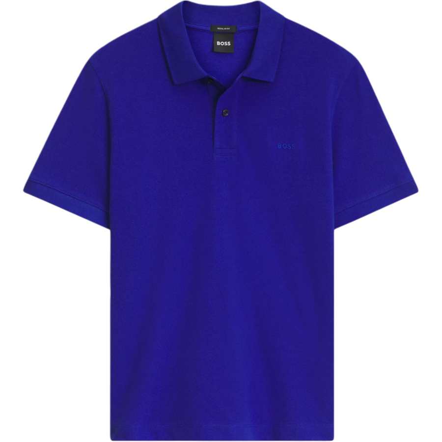HUGO BOSS Polo Shirts Men's Blue Polo Collar Moderate Straight Fit