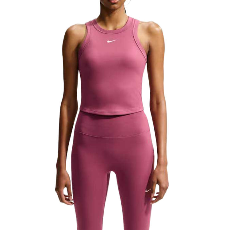 Nike Nike Dri Fit One Sleeveless Sports Shirts Women's Pink Smoke/White Crew Neck Moderate