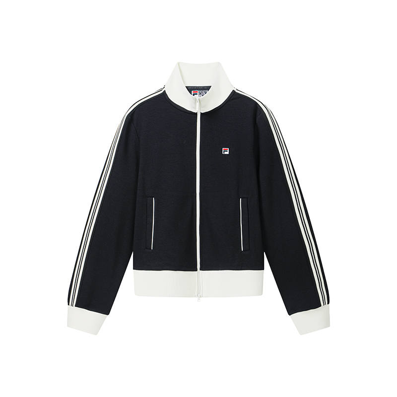 FILA Jackets Women's Legend Blue Stand Collar Moderate Straight Fit