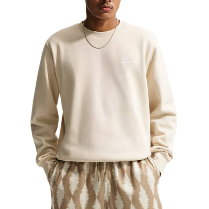 Nike Nike Club Sweatshirts Men's Light Khaki/White Crew Neck Moderate
