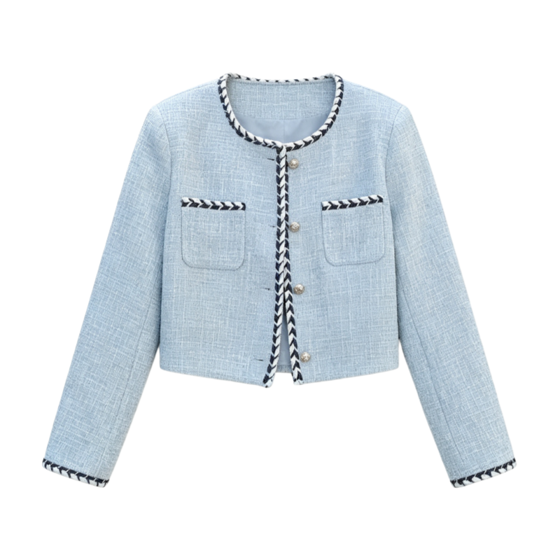 CPAURA Jackets Women's Blue Crew Neck Moderate Straight Fit