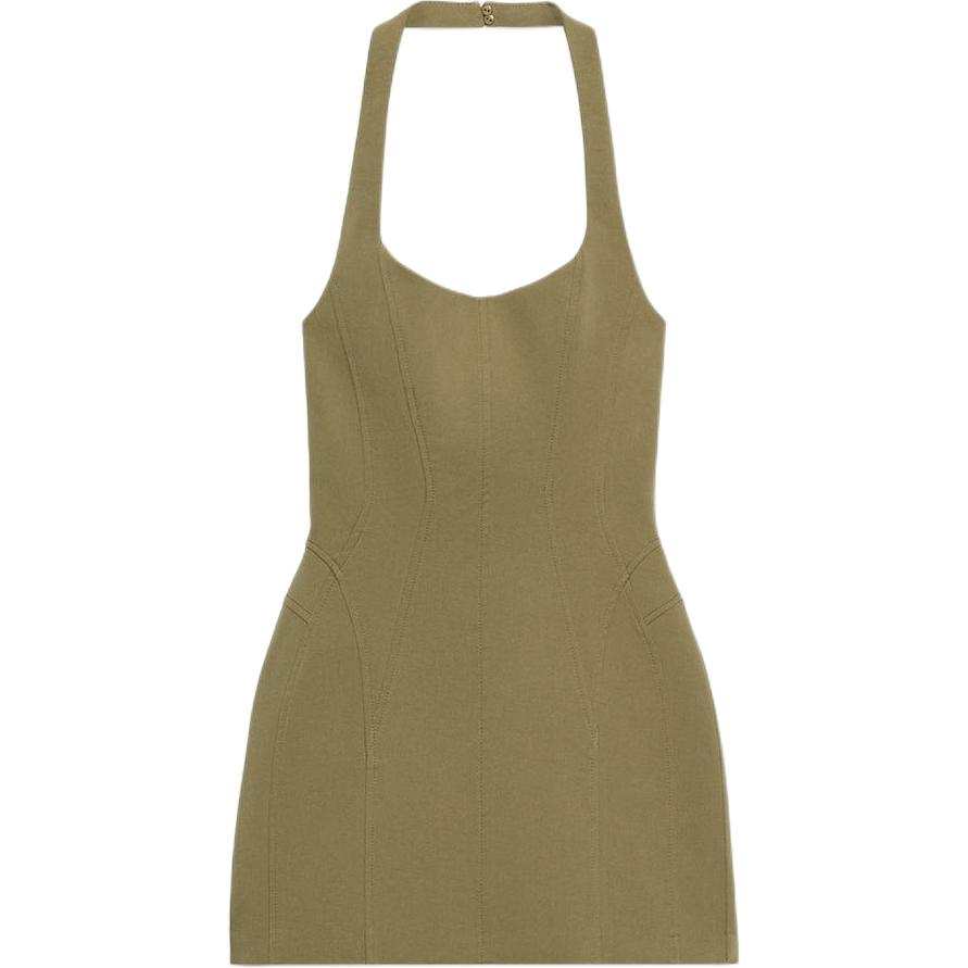 ZARA Sleeveless Dresses Women's Light Khaki Halter Moderate