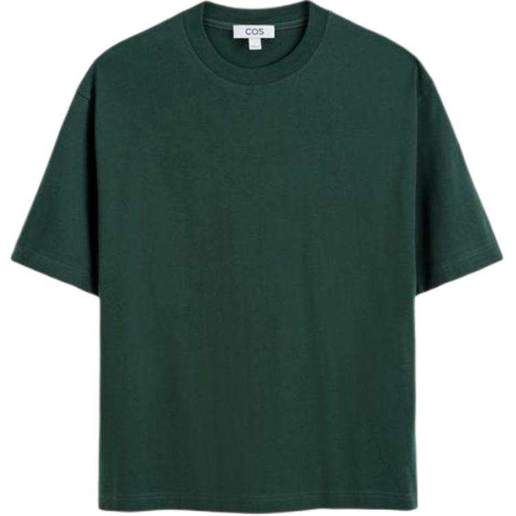 COS T Shirts Men's Dark Green Crew Neck Moderate Straight Fit