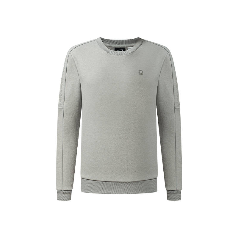 FILA Sweatshirts Men's Haze Gray Crew Neck Thickened Straight Fit