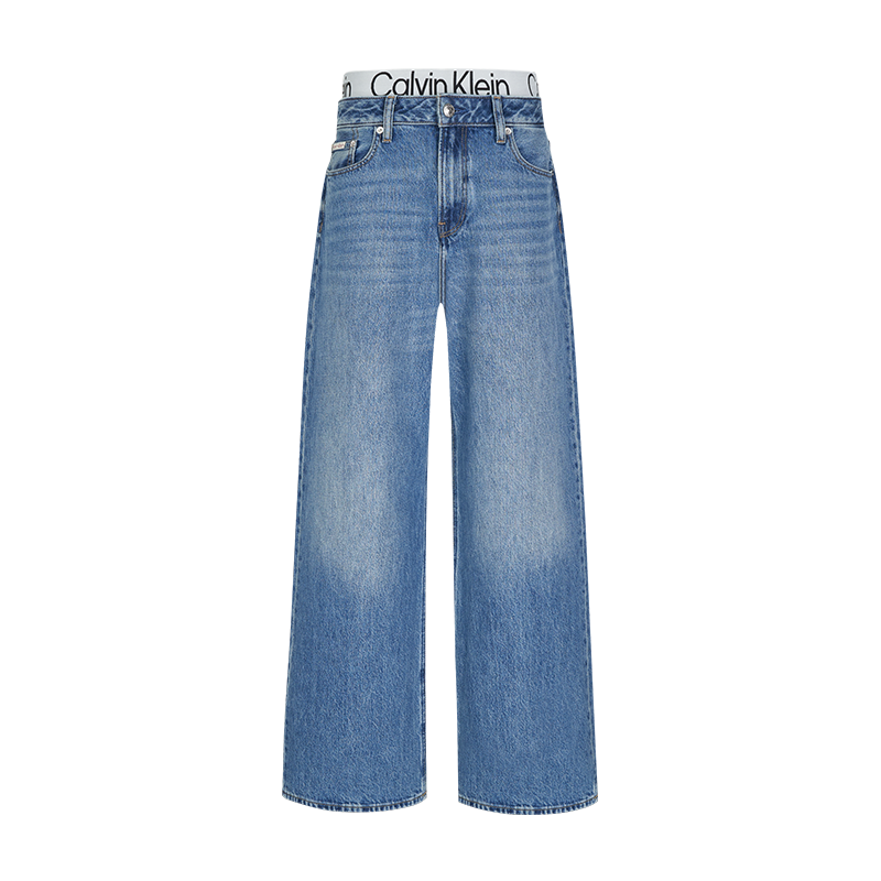 Calvin Klein Jeans Women's 0ZG Denim Blue Moderate Wide Leg Pants