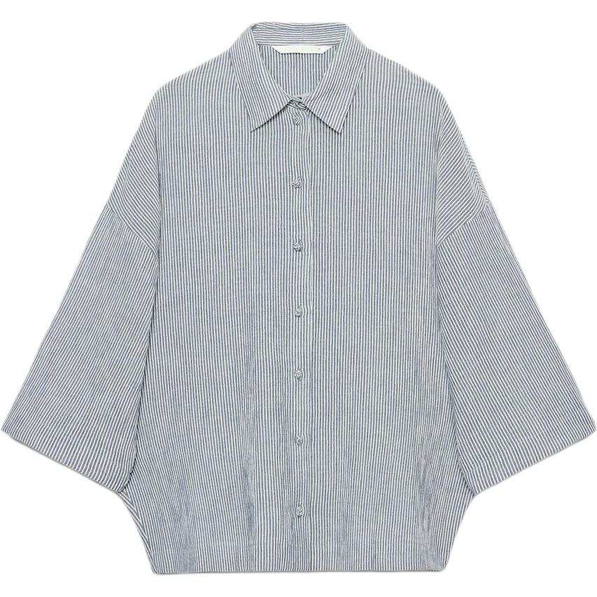 ZARA ZW Shirts Women's Sea Blue Lapel Moderate
