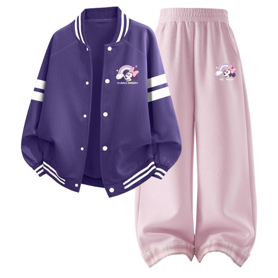 Disney Kids Casual Sportswear Baseball Collar Moderate Stretch Breathable