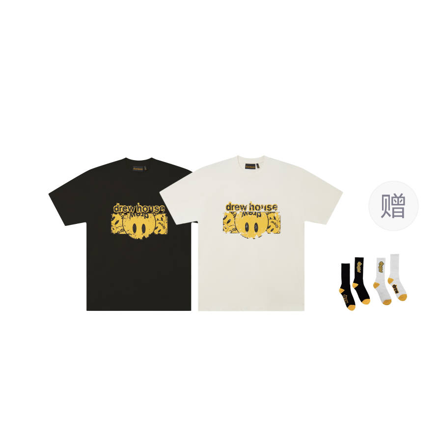 Drew house Smiley Collection T Shirts Unisex Crew Neck Moderate Other