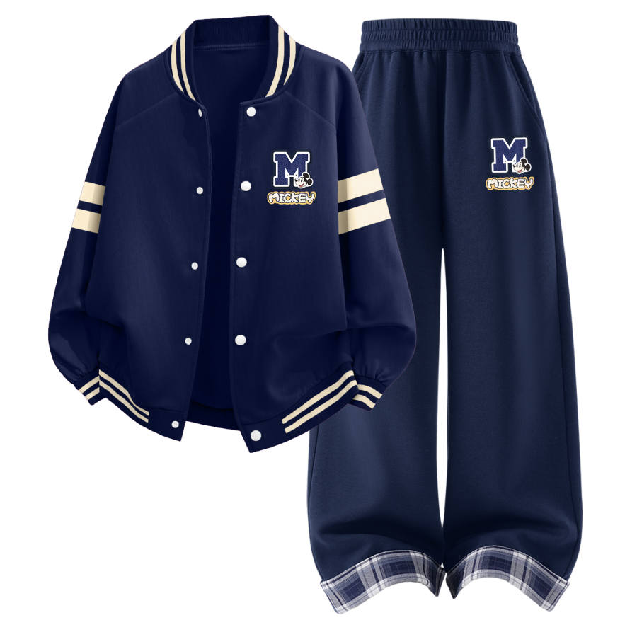 Disney Kids Casual Sportswear Baseball Collar Moderate Stretch Breathable