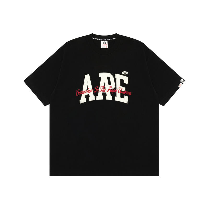 Aape T Shirts Men's Black BKX Crew Neck Moderate Straight Fit