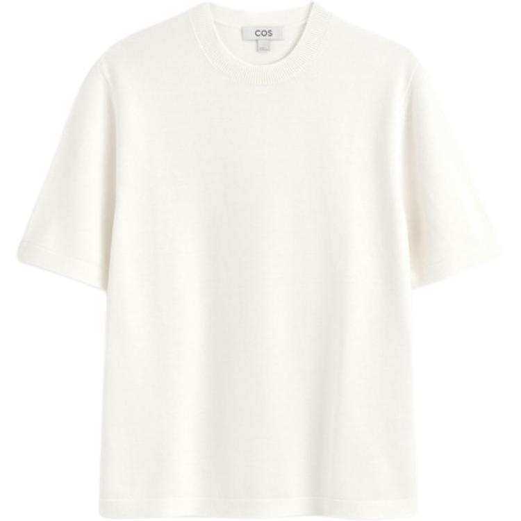 COS T Shirts Men's Milk White Crew Neck Moderate Straight Fit