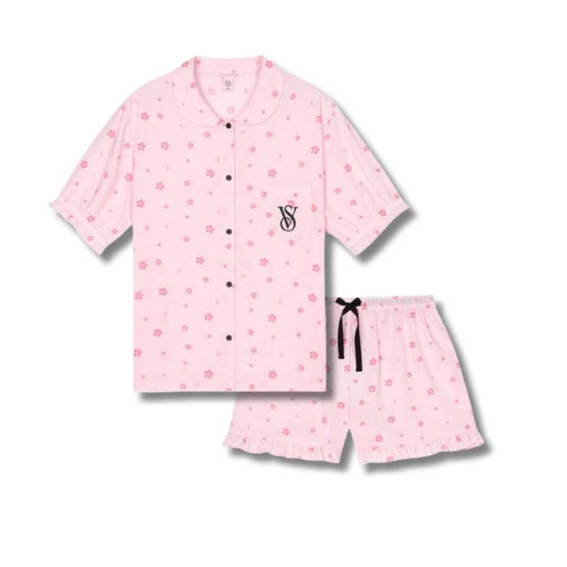 Victoria's Secret Pajama Set Women's Bubbles Cherry Blossom