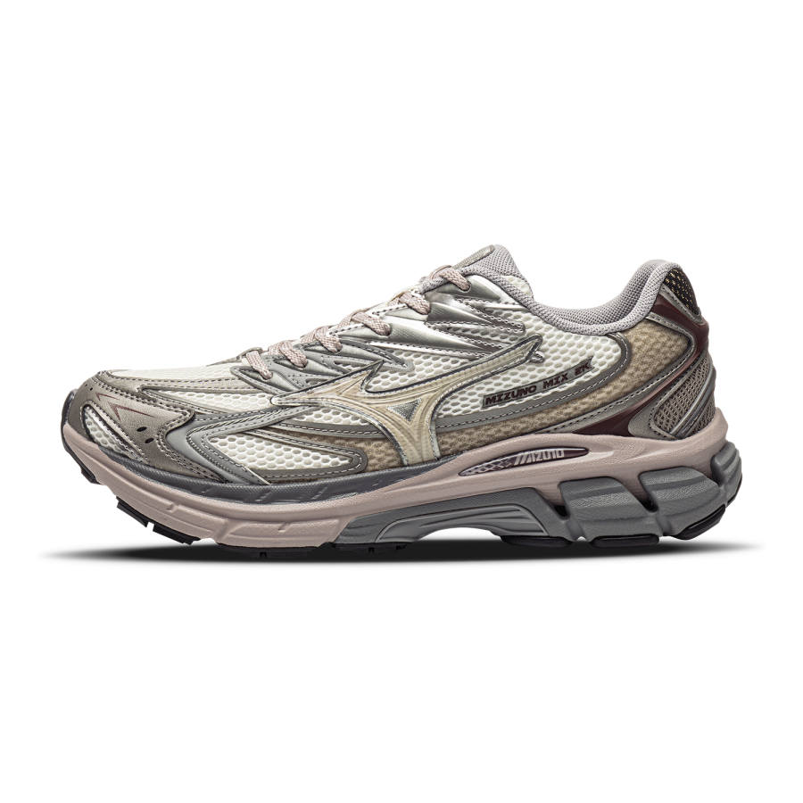 Mizuno Running Shoes Unisex Low Top Cotton Candy Ecru/Dark Silver/Warm Brown