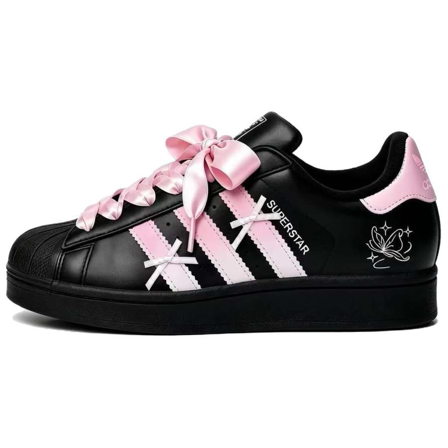 Adidas Originals SUPERSTAR Skateboard Shoes Unisex Low Top Black Pink Color Block