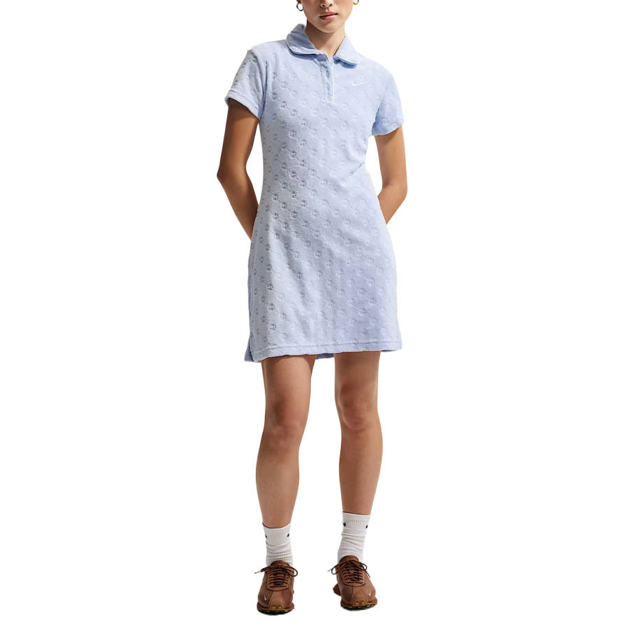 Nike Nike Sportswear Short Sleeved Dresses Women's Hydrogen Blue/Sail White/Sail White Polo Collar Moderate