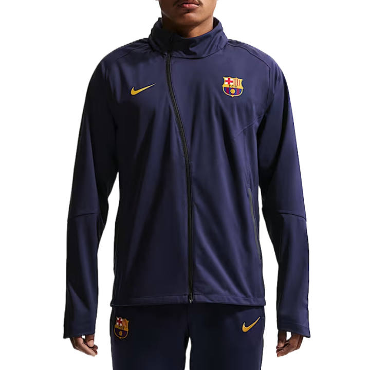 Nike Nike Jackets Men's Blackized Blue/Mineral Yellow Hooded Detachable Moderate