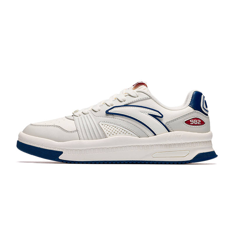 ANTA 982 Skateboard Shoes Men's Low Top Digital Mist Gray/Ivory White/Deep Sea Blue