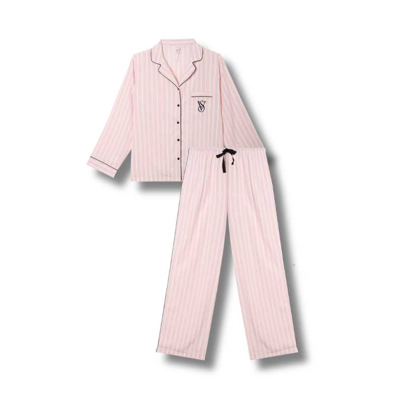Victoria's Secret Pajama Set Dense Texture Lightweight Smooth And Sleek Women's Pink White Stripes