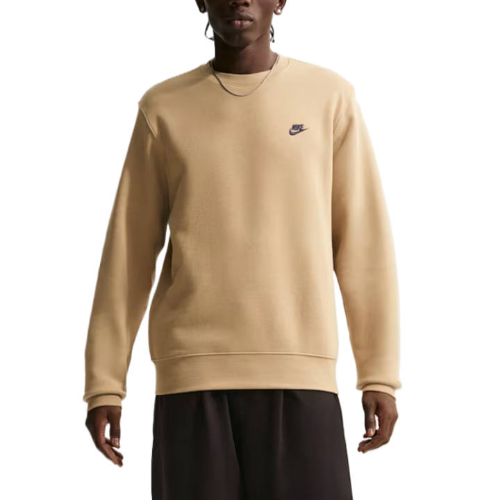 Nike Nike Club Sweatshirts Men's Parachute Beige/Obsidian Color Crew Neck Moderate