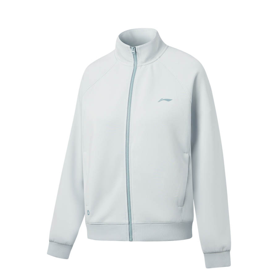 Li-Ning Li Ning Fitness Series Sweatshirts Women's Cloud Gray Blue Stand Collar Moderate Straight Fit