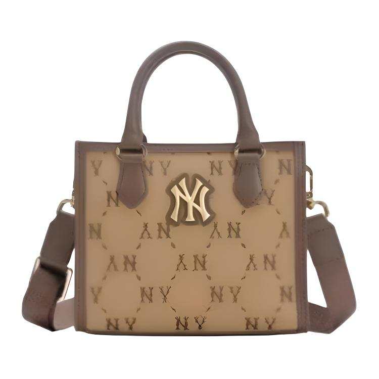 MLB New York Yankees Monogram Polyester Tote Bag, Shopping Bag, Shoulder Bag, Handbag Women's Brown