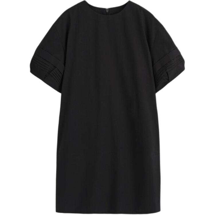 COS Short Sleeved Dresses Women's Black Crew Neck Moderate Short Skirt