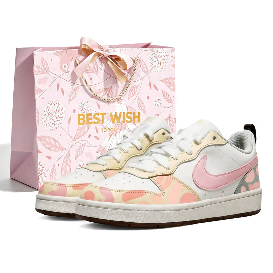 Nike Nike Court Borough Skateboard Shoes Unisex Low Top White Pink Multicolor