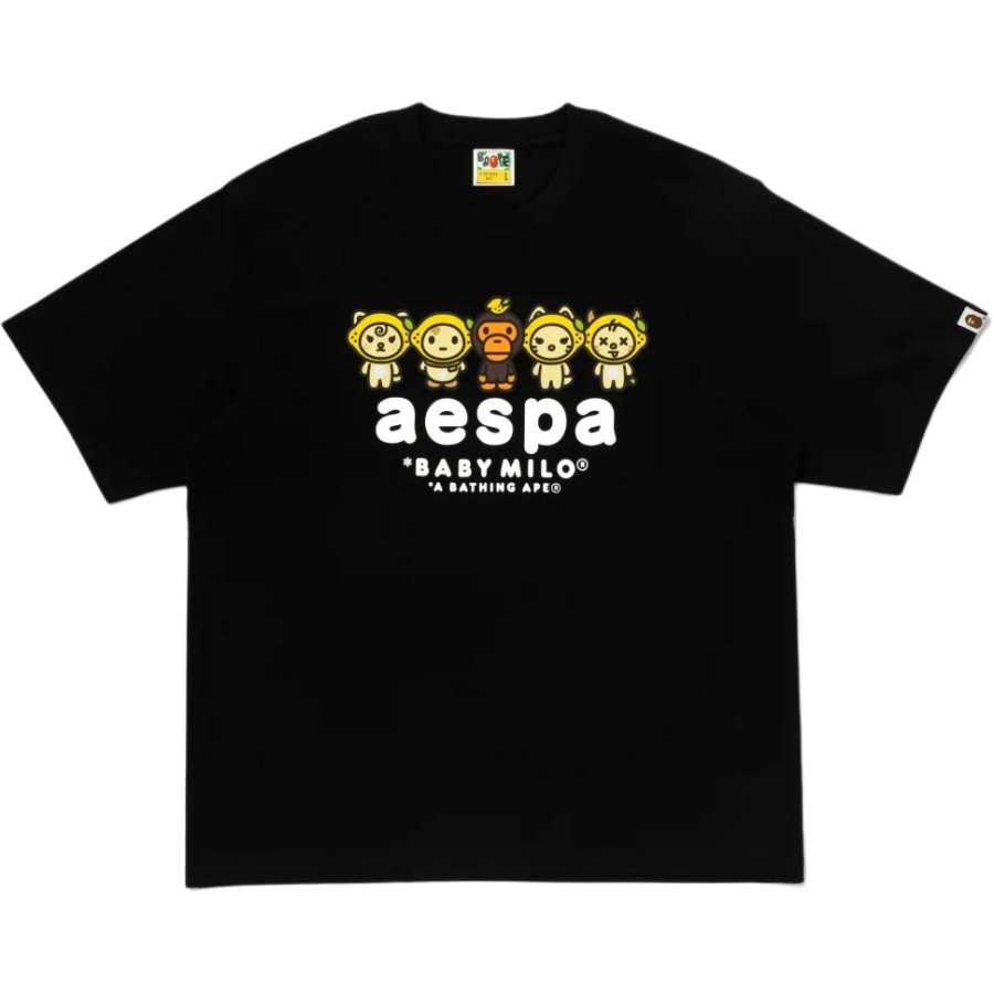 A BATHING APE Aespa T Shirts Women's Crew Neck Moderate Straight Fit