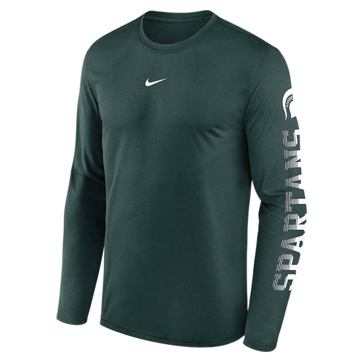 Nike Nike Dri Fit College T Shirts Men's Professional Green Crew Neck