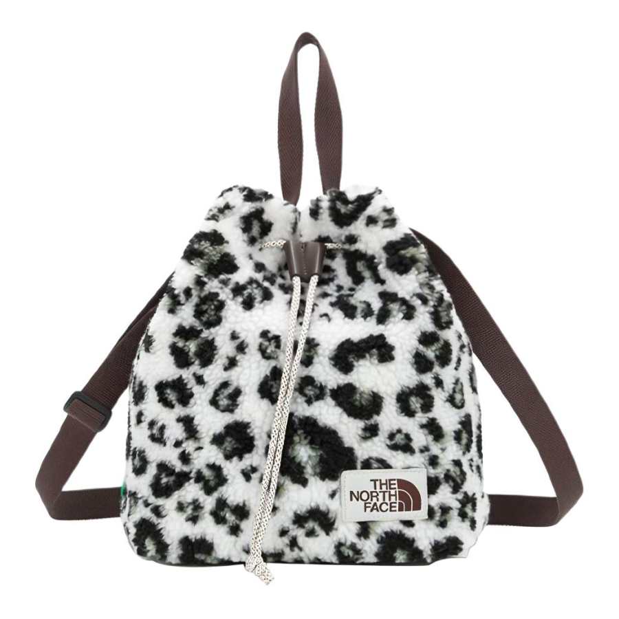 THE NORTH FACE Polyester Bucket Bag Crossbody Bag Outdoor Bag Unisex Black White Leopard Print