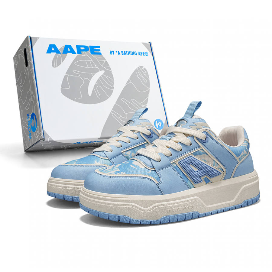 Aape Skateboard Shoes Unisex Low Top Cerulean/Jet Black/Sandstone/Dusk Pink