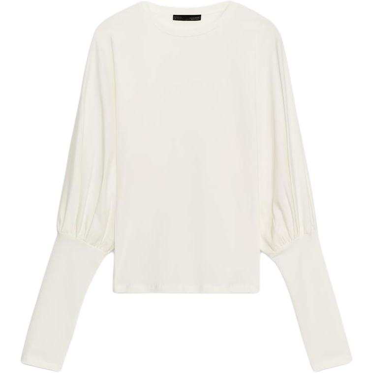 ZARA T Shirts Women's Frosted White Crew Neck